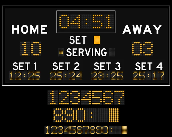 Digital orange led volleyball scoreboard - Stok Vektor