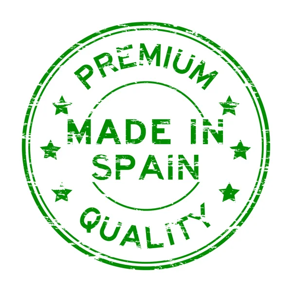 Grunge zelené prémii kvality a jsou vyrobeny ve Španělsku razítko — Stockový vektor