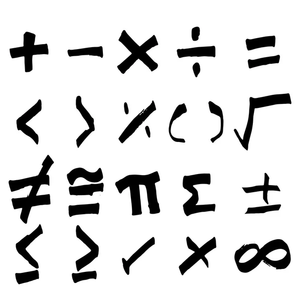 Conjunto de dibujo a mano negro símbolo de matemáticas — Vector de stock