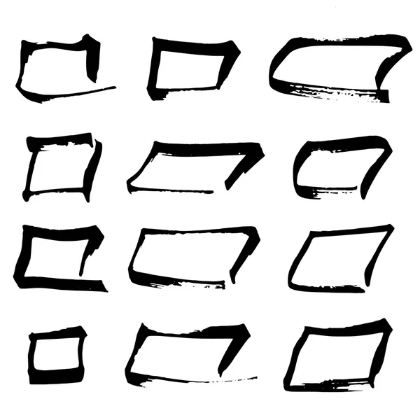 黒い手描画正方形のセット — ストックベクタ