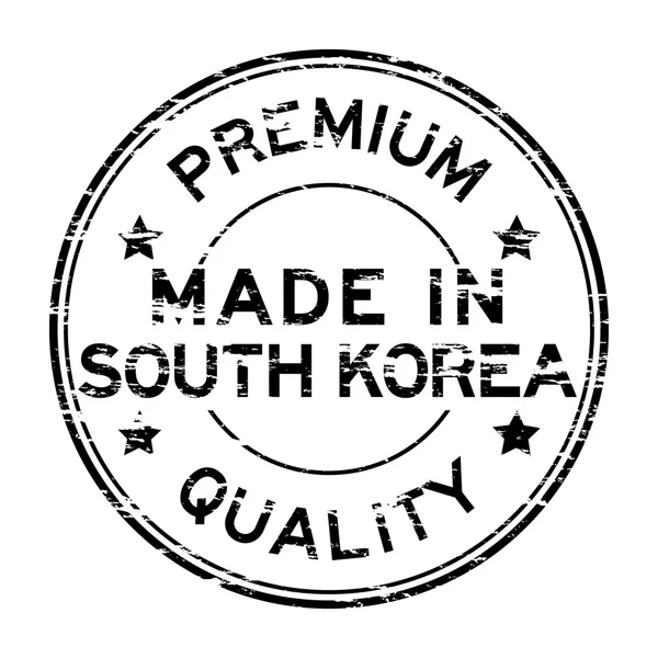 Grunge fekete prémium tulajdonság és gyártott-ban korea gumibélyegző — Stock Vector