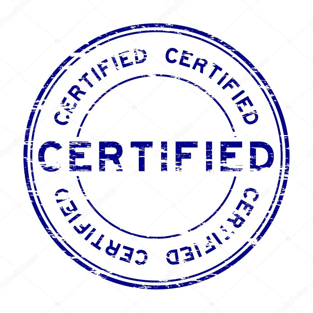 Grunge certified stamp on white background