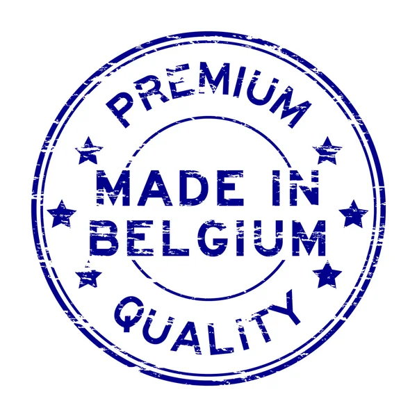 Grunge kék prémium minőségű és a bélyegző Belgium — Stock Vector