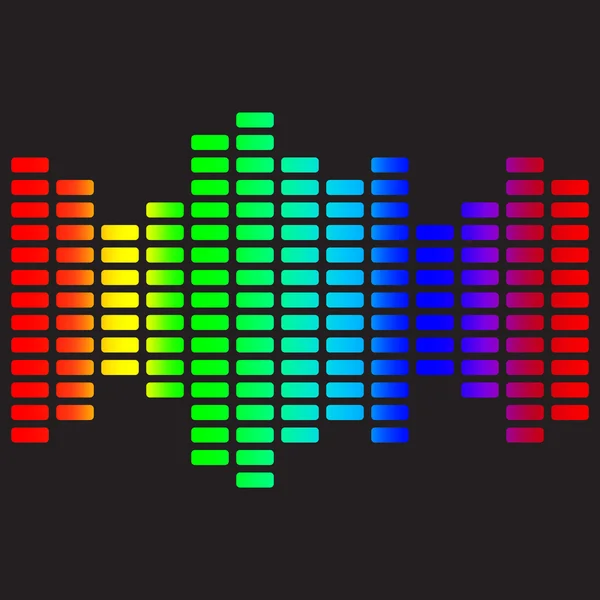 七彩的虹广场的音乐均衡器在黑色背景上 — 图库矢量图片