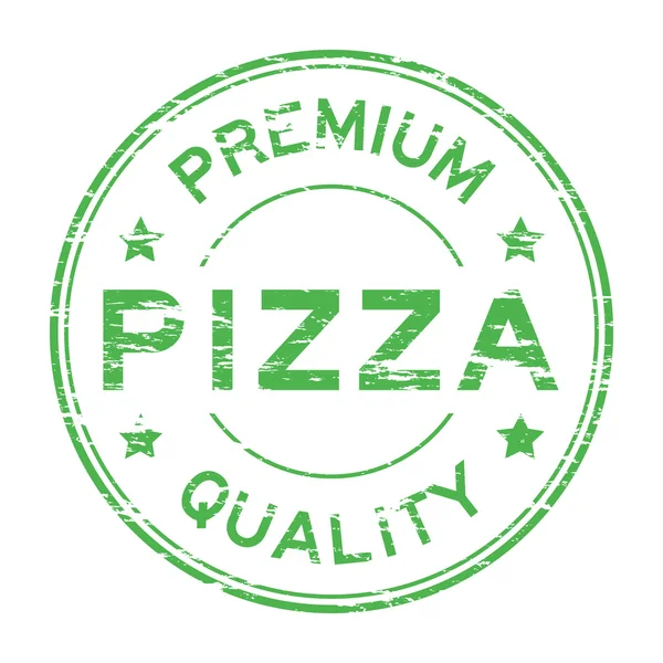 Зеленое премиальное качество и резиновая марка для пиццы — стоковый вектор