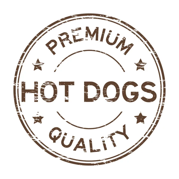 Barna Grunge gumibélyegző prémium minőségű hot dog — Stock Vector