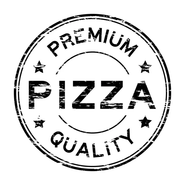 Grunge black premium quality and pizza rubber stamp — Stock Vector
