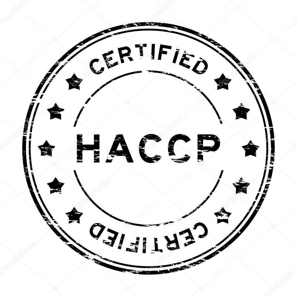 Grunge black HACCP (Hazard Analysis Critical Control Points) certified rubber stamp