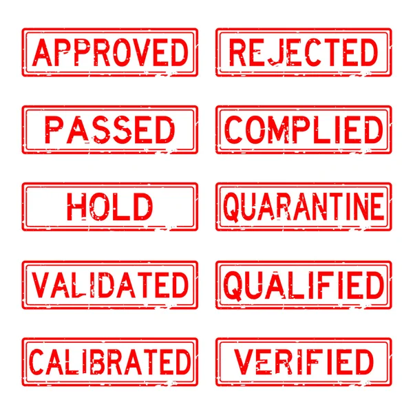 Pharmace などの産業業務赤グランジ ステータス スタンプ — ストックベクタ