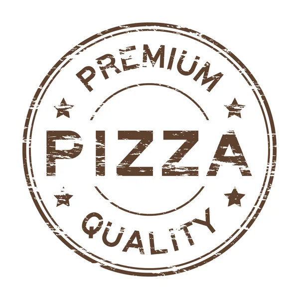 Grunge brown premium quality and pizza rubber stamp — Stock Vector