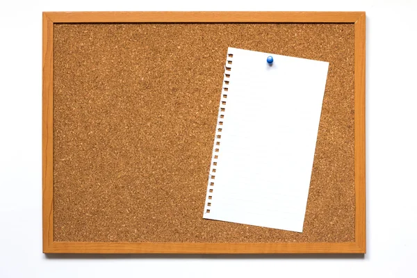 Korkkarton mit Papier auf weißem Hintergrund — Stockfoto