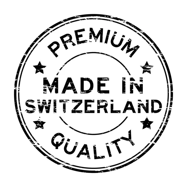 Grunge černé prémiové kvality a jsou vyrobeny ve Švýcarsku razítko — Stockový vektor