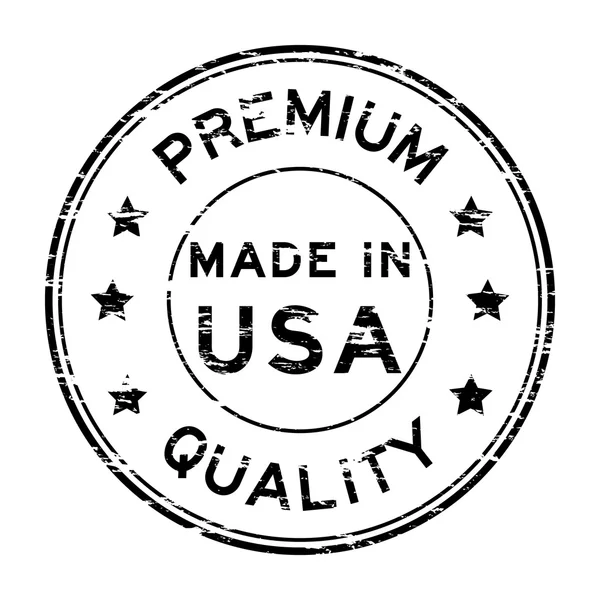 Grunge qualidade premium preto e feito nos EUA selo de borracha — Vetor de Stock