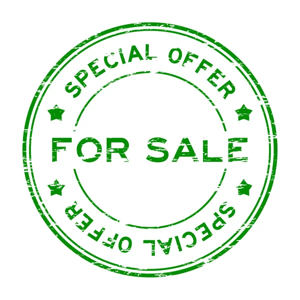 Grunge verde oferta especial y para la venta sello de goma — Vector de stock