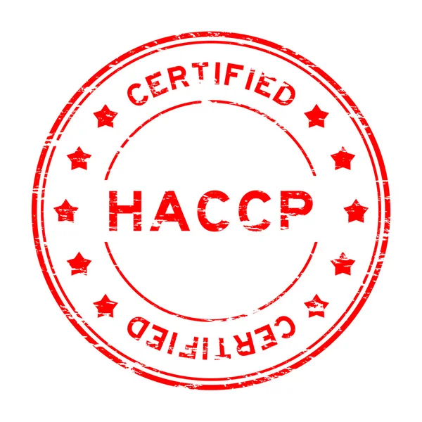 Grunge red HACCP (Hazard Analysis Critical Control Points) certified rubber stamp — Stock Vector