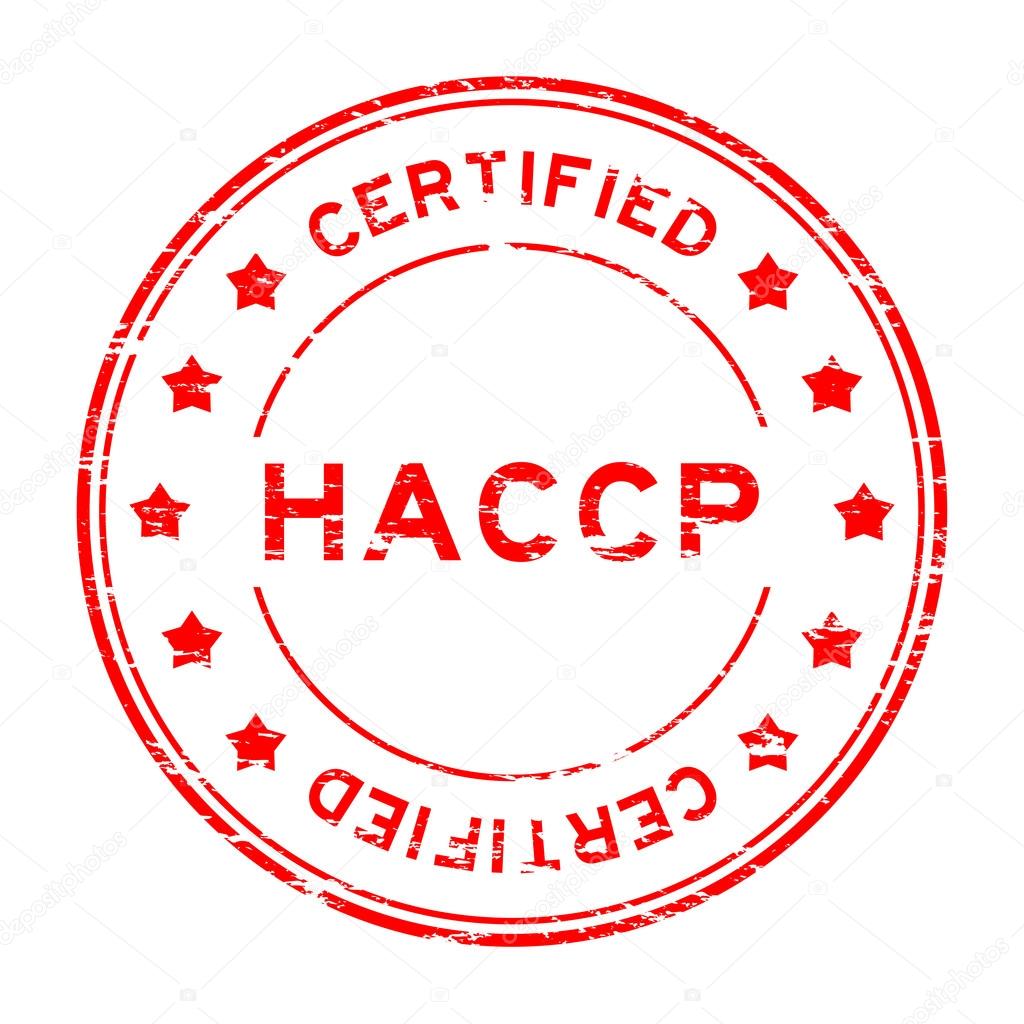Grunge red HACCP (Hazard Analysis Critical Control Points) certified rubber stamp