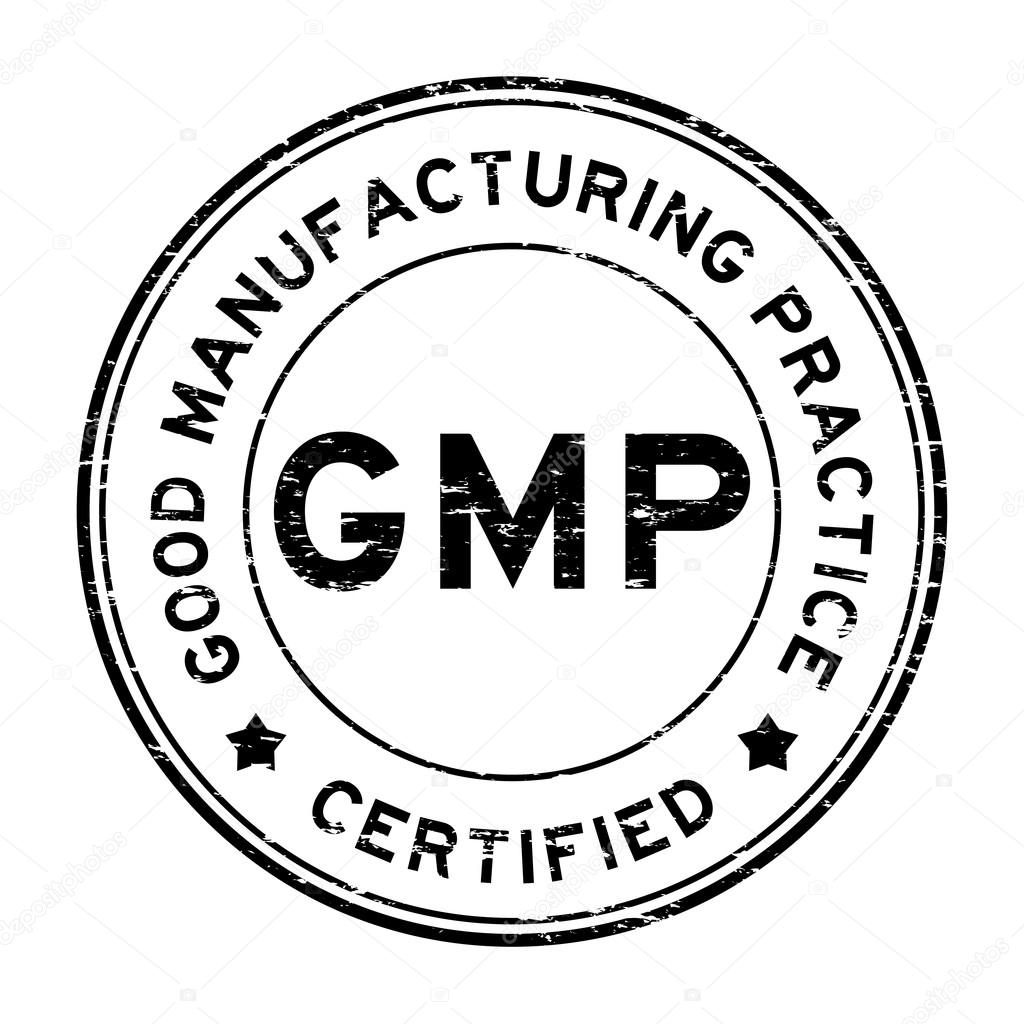 Grunge black GMP сертифицированная резиновая марка Stock Vector by