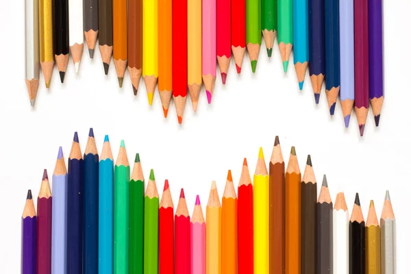 Row of color pencil on white background — Stock Photo, Image