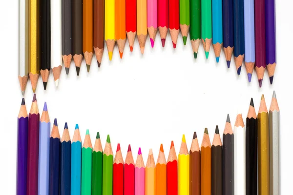 Row of color pencil on white background — Stock Photo, Image