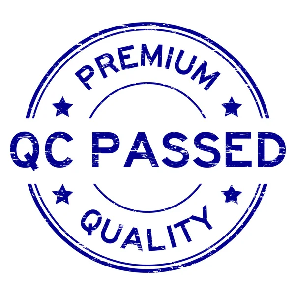 Grunge blue premium quality and QC pass rubber stamp — Stock Vector