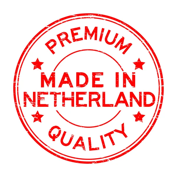 Grunge red premium quality and made in Netherlands rubber stamp — стоковый вектор