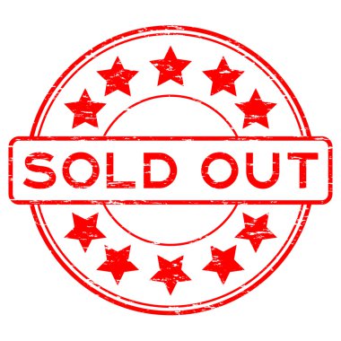 Grunge kırmızı yuvarlak yıldız lastik damgası ile satılan