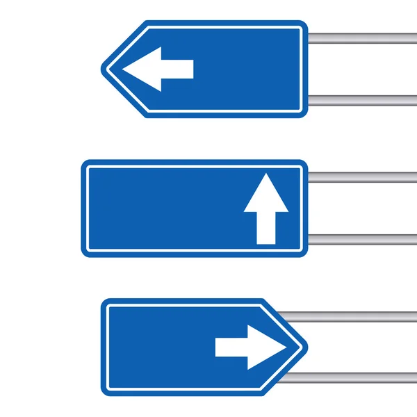 Signo de transporte en blanco azul con dirección de flecha — Archivo Imágenes Vectoriales