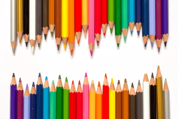 Row of color pencil on white background — Stock Photo, Image