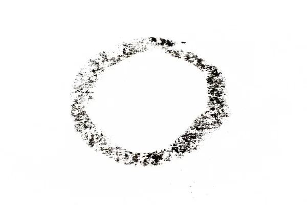 Zwarte Kleur Olie Pastel Tekening Cirkel Ronde Vorm Witte Papieren — Stockfoto