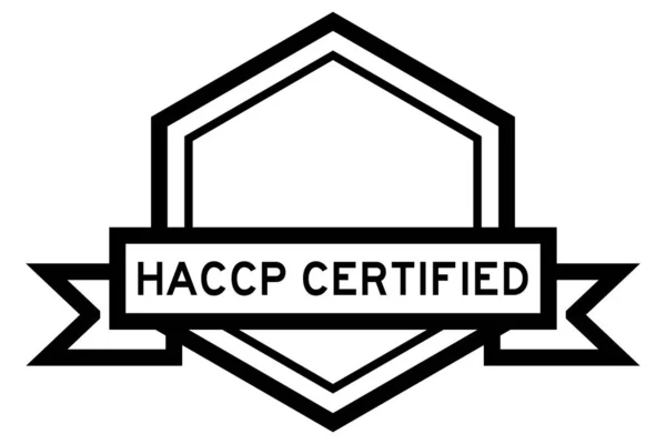 白底认证黑色字Haccp 危险分析和关键控制点 的六边形复古标识标志 — 图库矢量图片