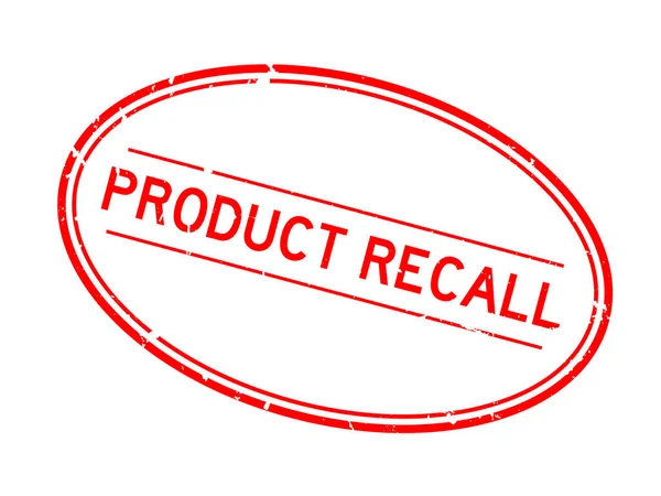 Grunge Red Product Recall Word Oval Rubber Seal Stamp White — Stock Vector