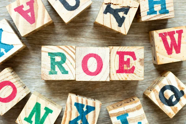 Alphabet Letter Block Word Roe Abbreviation Return Equity Another Wood — Stock Photo, Image