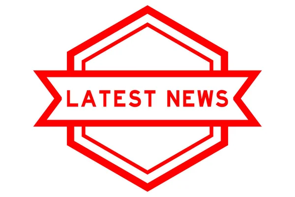 Hexagon Vintage Label Banner Rode Kleur Met Woord Laatste Nieuws — Stockvector