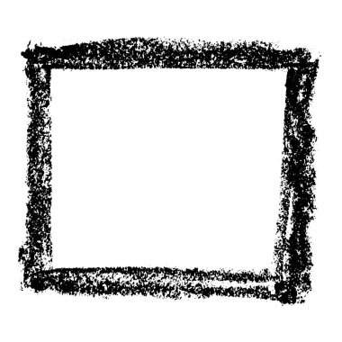 Grunge siyah tebeşir desenli fırça beyaz arkaplanda kare çerçeve olarak (Vektör)