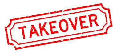 Grunge kırmızı devralma sözcüğü beyaz arka planda lastik mühür damgası