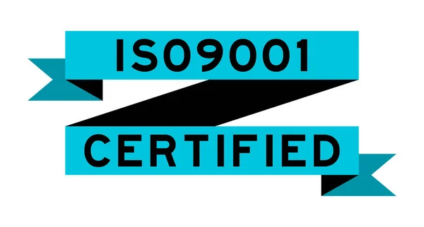 Vintage Blå Färg Band Banner Med Ordet Iso 9001 Certifierad — Stock vektor