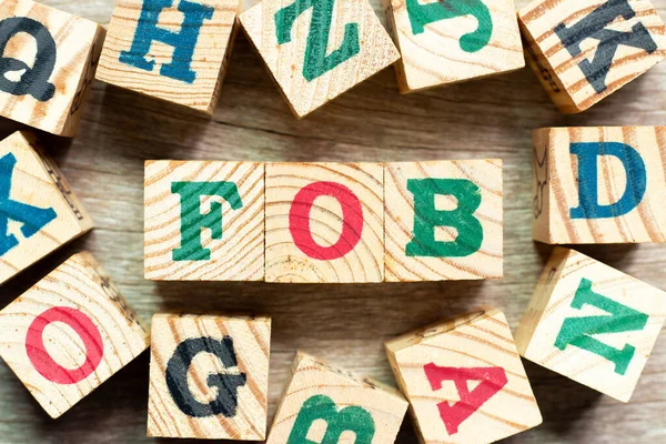 Alphabet Letter Block Word Fob Abbreviation Free Board Another Wood — Stock Photo, Image