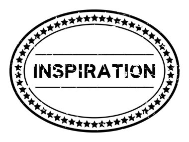 Grunge siyah ilham sözcüğü oval lastik mühür beyaz arka planda