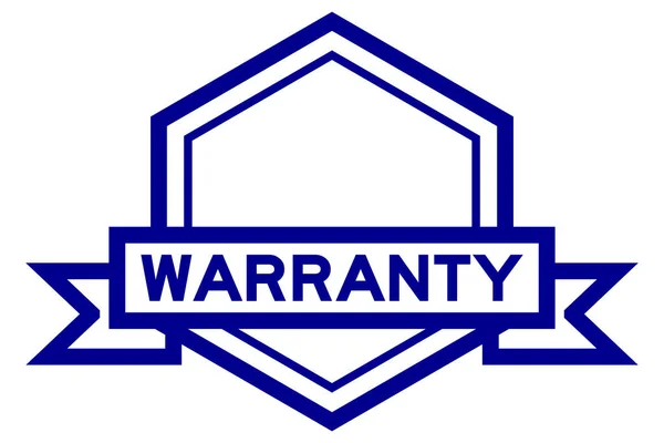 Hexagon Vintage Label Banner Blue Color Word Warranty White Background — Stock Vector