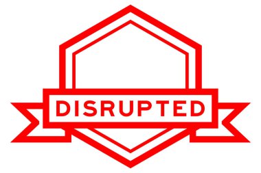 Beyaz arkaplanda sözcüğü bozuk olan klasik kırmızı renk altıgen etiket pankartı