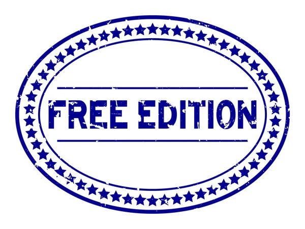 Grunge Blue Free Edition Word Ovale Gummidichtung Stempel Auf Weißem — Stockvektor