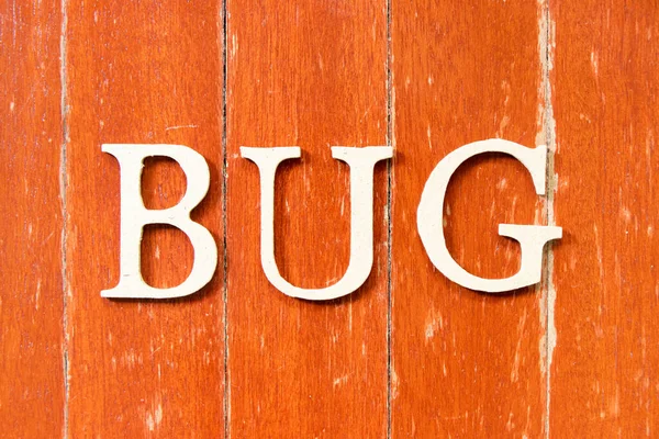 Літера Alphabet Слові Bug Старому Тлі Червоної Деревини — стокове фото