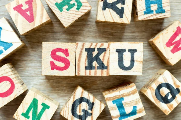 Blocco Lettere Alfabeto Parola Sku Abbreviazione Unità Stoccaggio Con Altro — Foto Stock