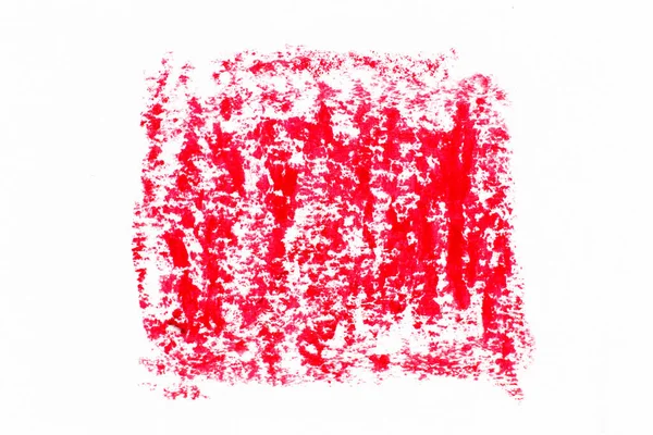 Red Color Oil Pastel Drawing Rectangle Square Shape White Paper — Stock Photo, Image