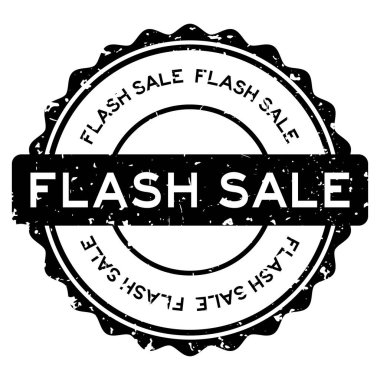 Grunge siyah flaş kelime yuvarlak lastik mühür beyaz arka planda