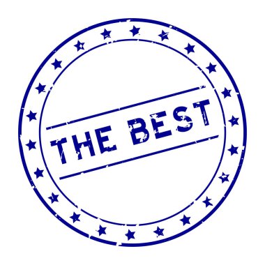 Grunge blue beyaz arka planda en iyi kelime yuvarlak lastik mühür.