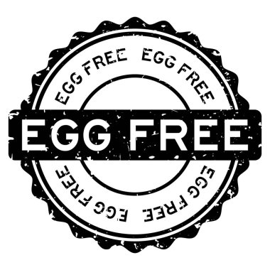 Grunge siyah yumurtasız kelime yuvarlak lastik mühür beyaz arka planda