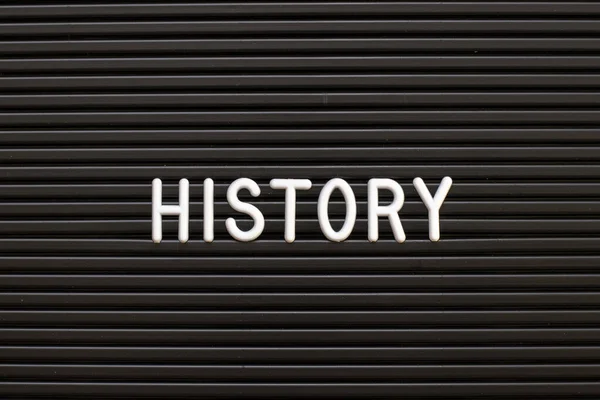 White Alphabet Word History Black Color Felt Letter Board Background — Stock Photo, Image
