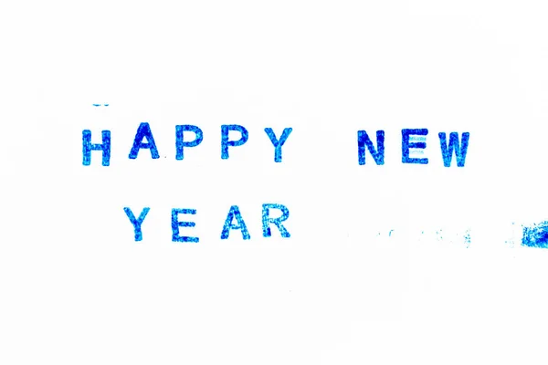 Tinta Color Azul Sello Goma Palabra Feliz Año Nuevo Sobre — Foto de Stock