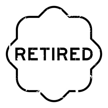 Grunge siyah emekli kelime beyaz arka planda lastik mühür